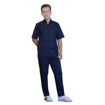 Zestaw kucharza elastyczna bluza na napy i spodnie granatowy roz. 3XL – odzież kucharska